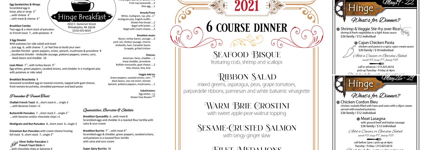 Hinge Cafe Menu