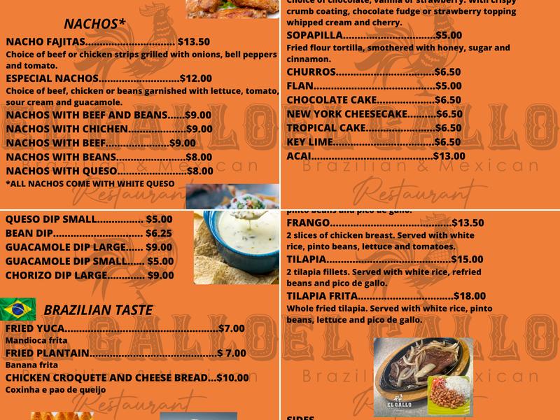 El Gallo Restaurant Menu
