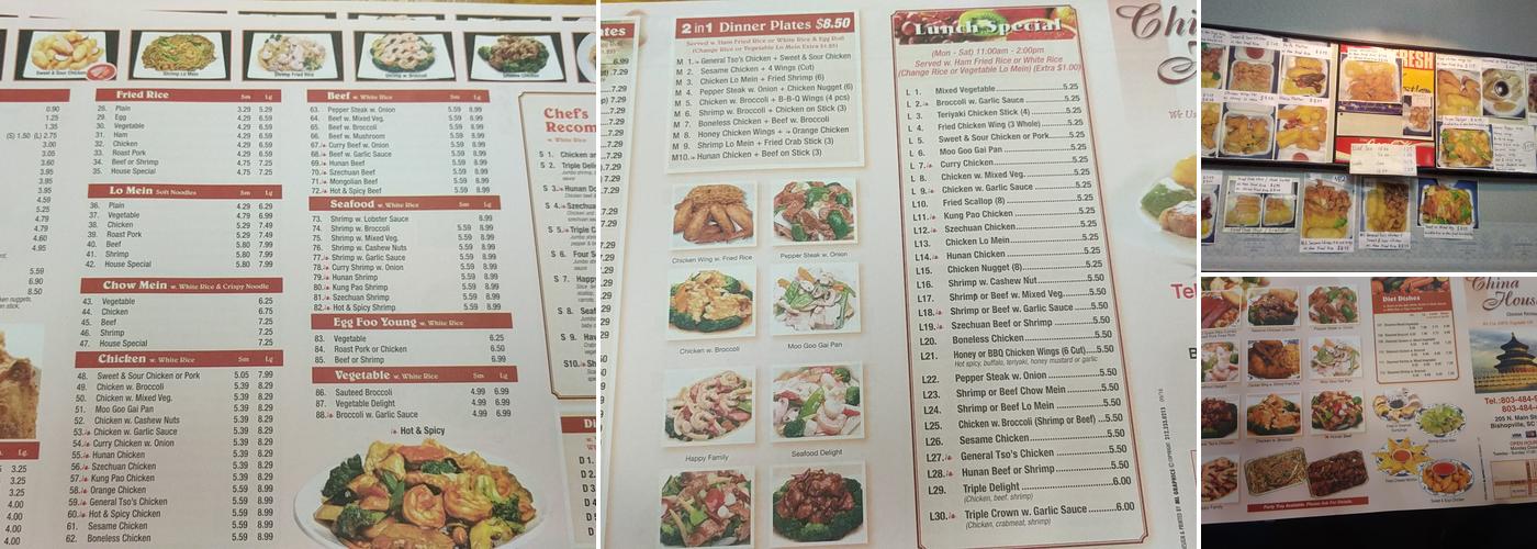 China House Menu