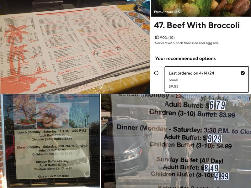 Ming's Buffet Menu