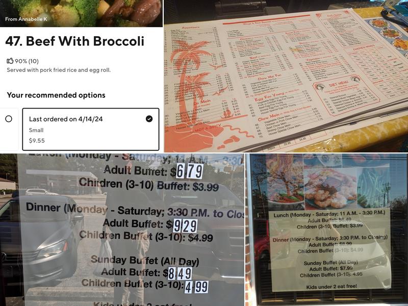 Ming's Buffet Menu