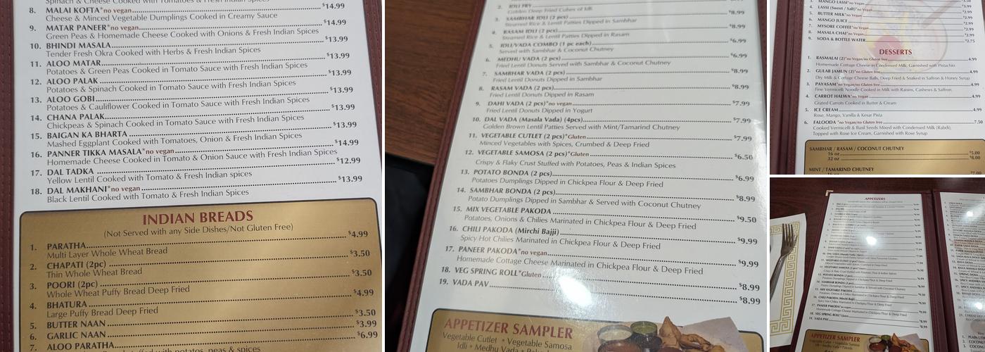 Udipi Cafe Menu