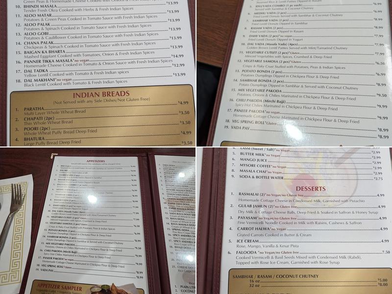 Udipi Cafe Menu