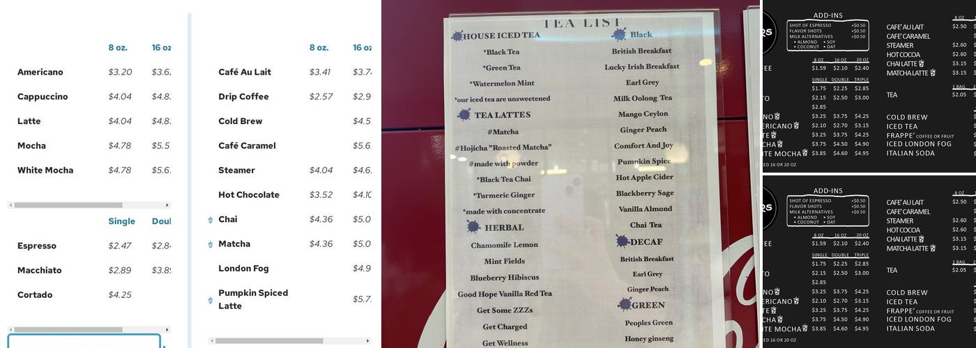 Jitters Cafe Menu