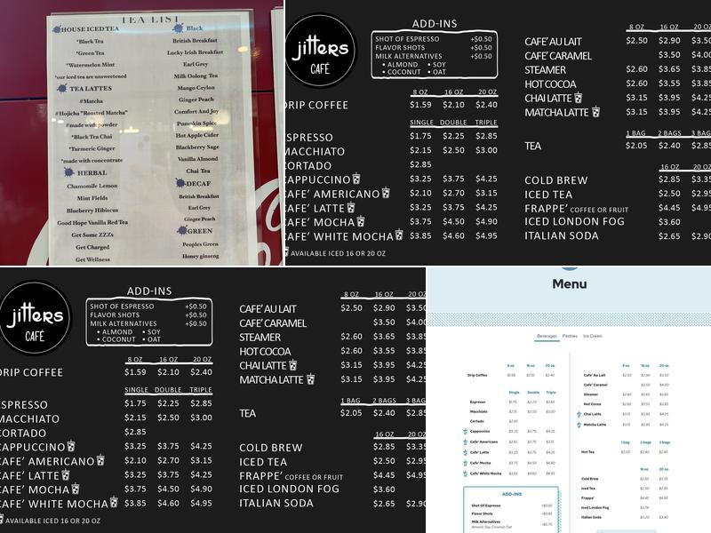 Jitters Cafe Menu
