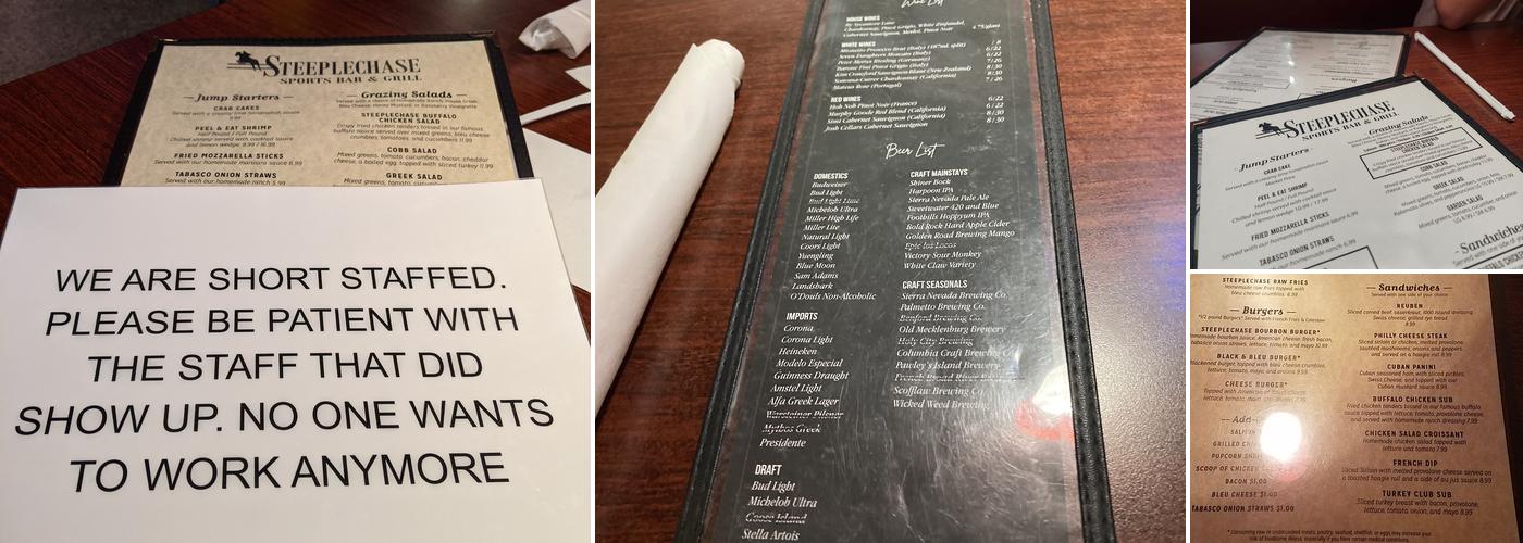 Steeplechase Sports Bar & Grill Menu