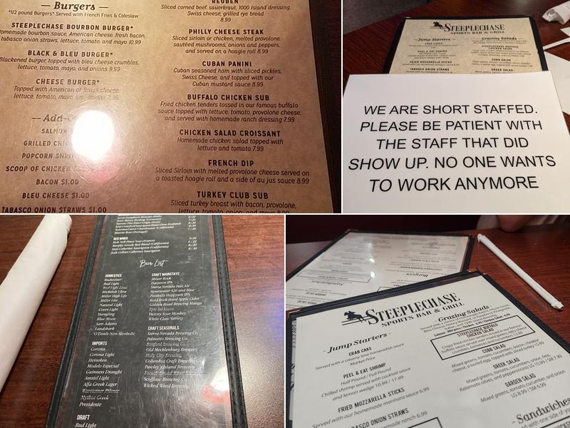 Steeplechase Sports Bar & Grill Menu