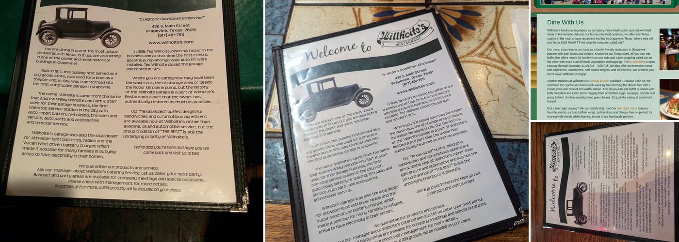 Willhoite's Restaurant Menu