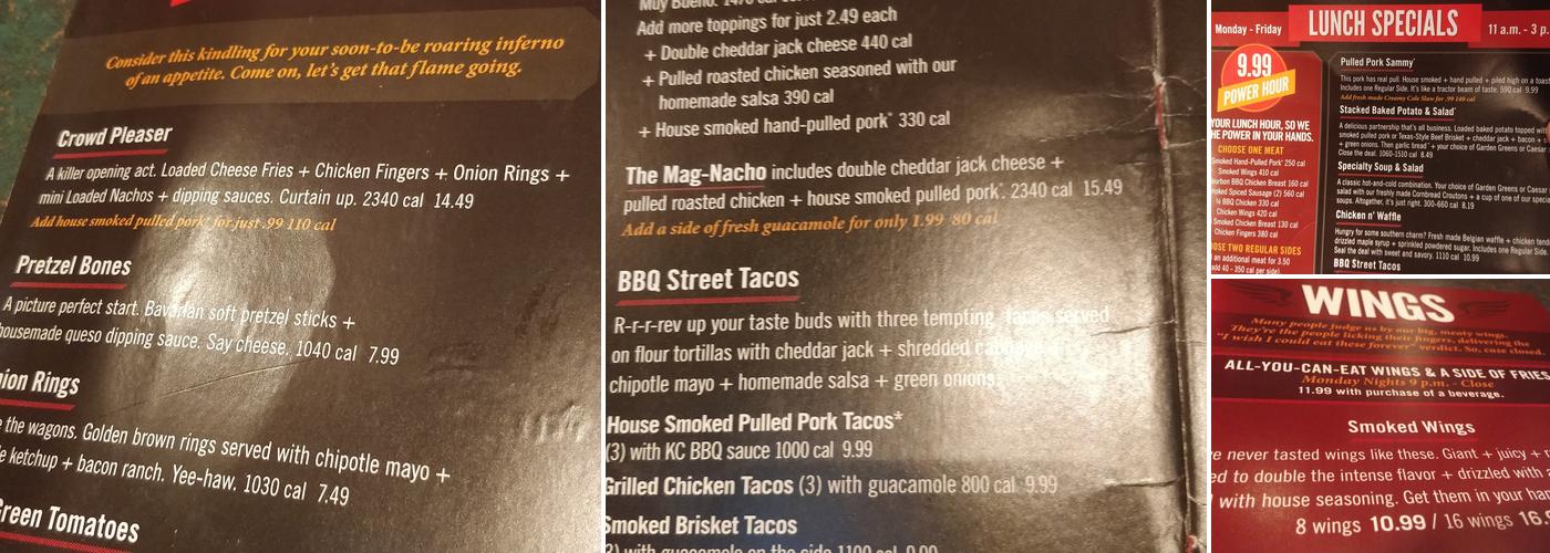 Smokey Bones Tarentum Menu