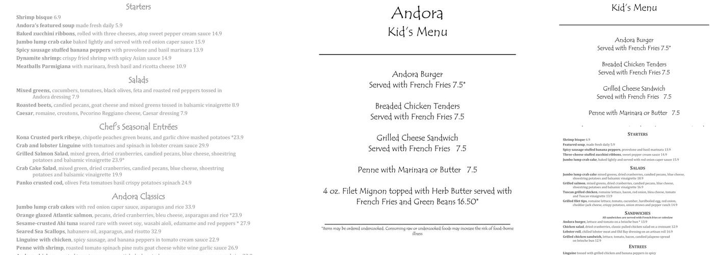 Andora Menu