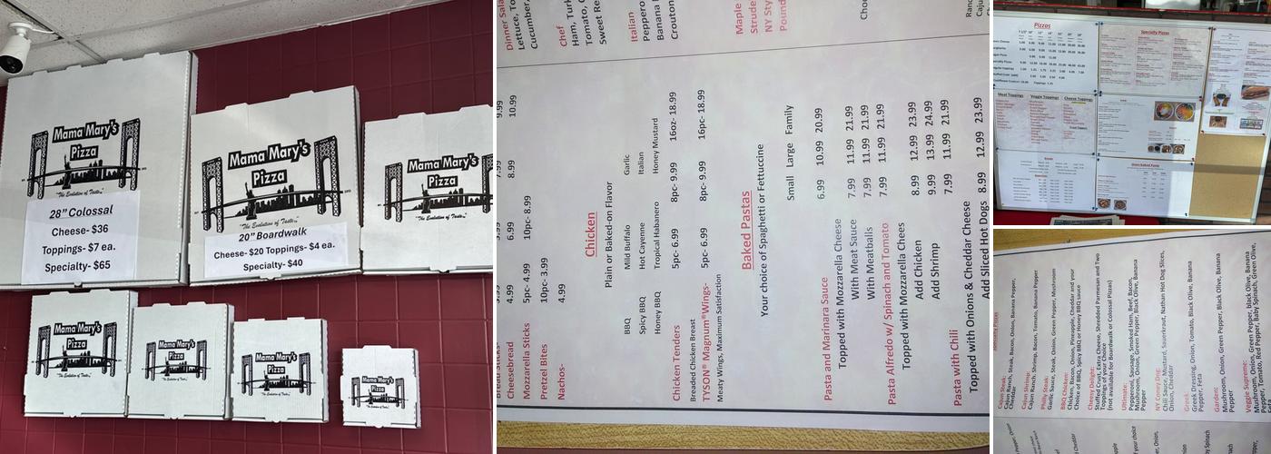 Mama Mary's Pizza Menu