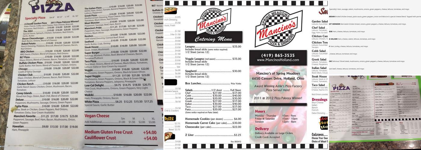 Mancino's Pizza & Grinders Menu