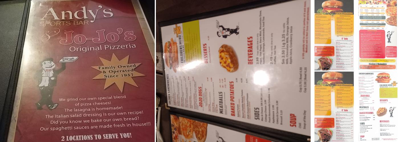 Jo-Jo's Original Pizzeria Menu