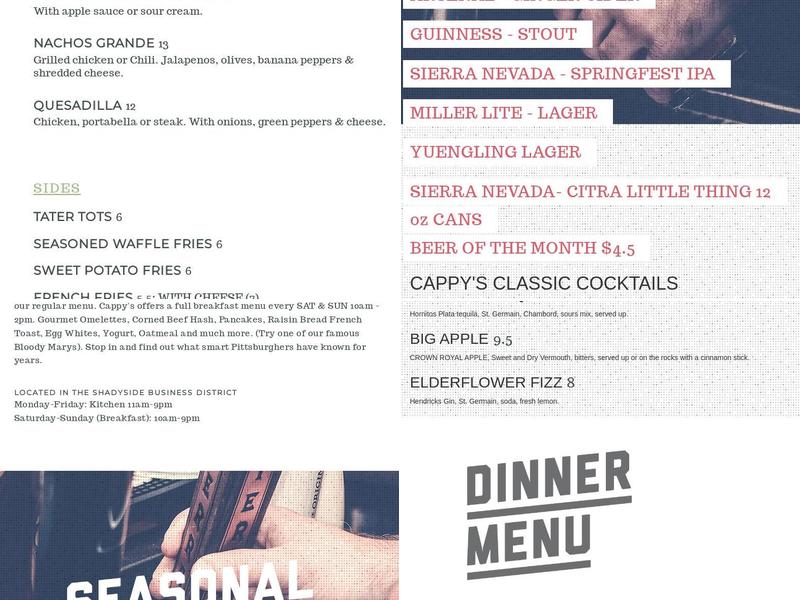 Cappy's Cafe Menu