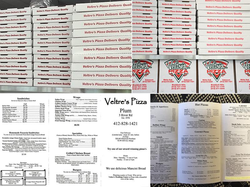 Veltre's Pizza Menu