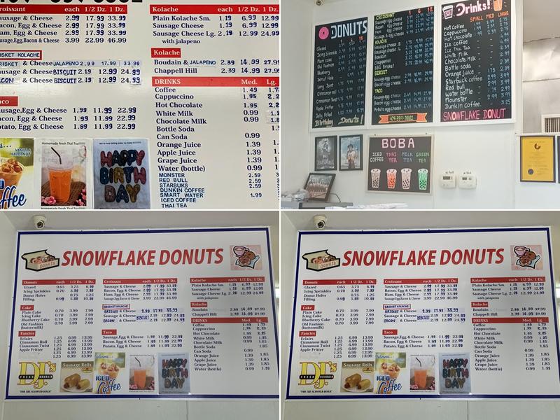 Snowflake Donuts Menu