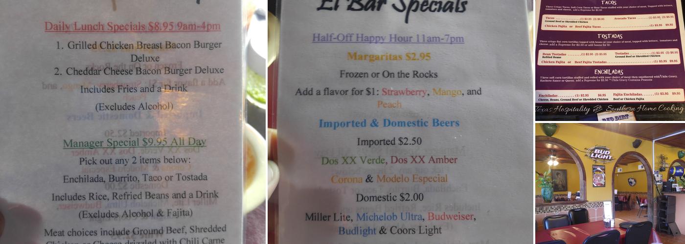 El Sombrero Cafe Menu
