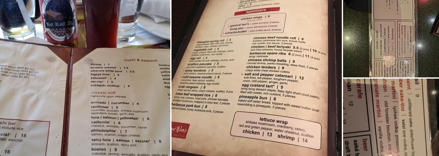 Jimmy Wan's Restaurant & Lounge Menu
