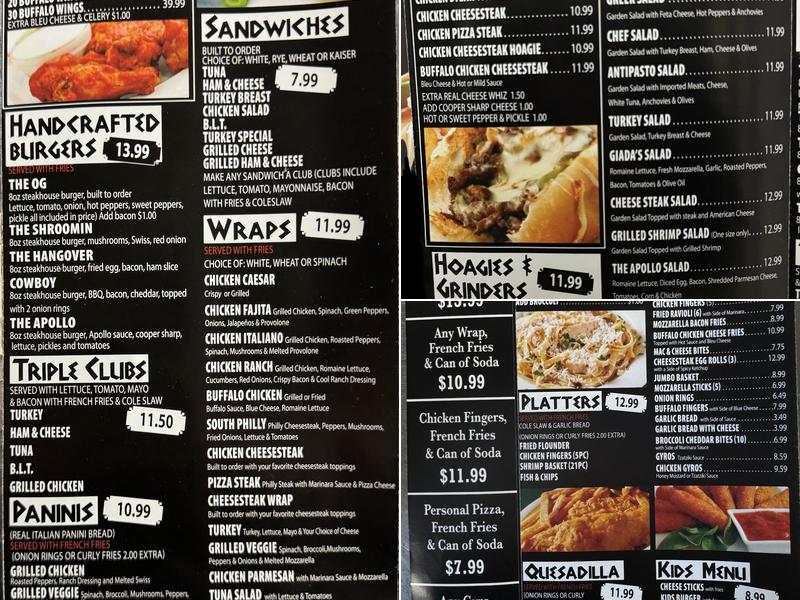 Apollo's Pizza Menu