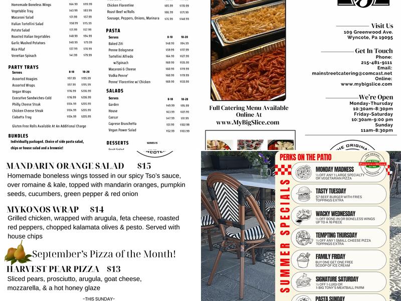 Main Street Pizzeria & Grille Menu