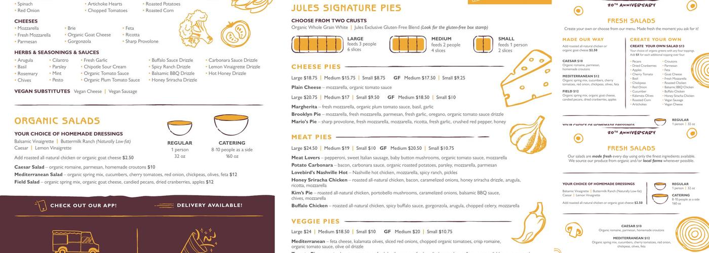 Jules Thin Crust Menu