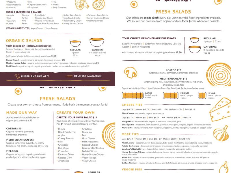 Jules Thin Crust Menu