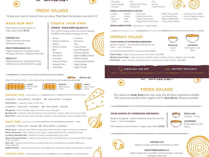 Jules Thin Crust Menu