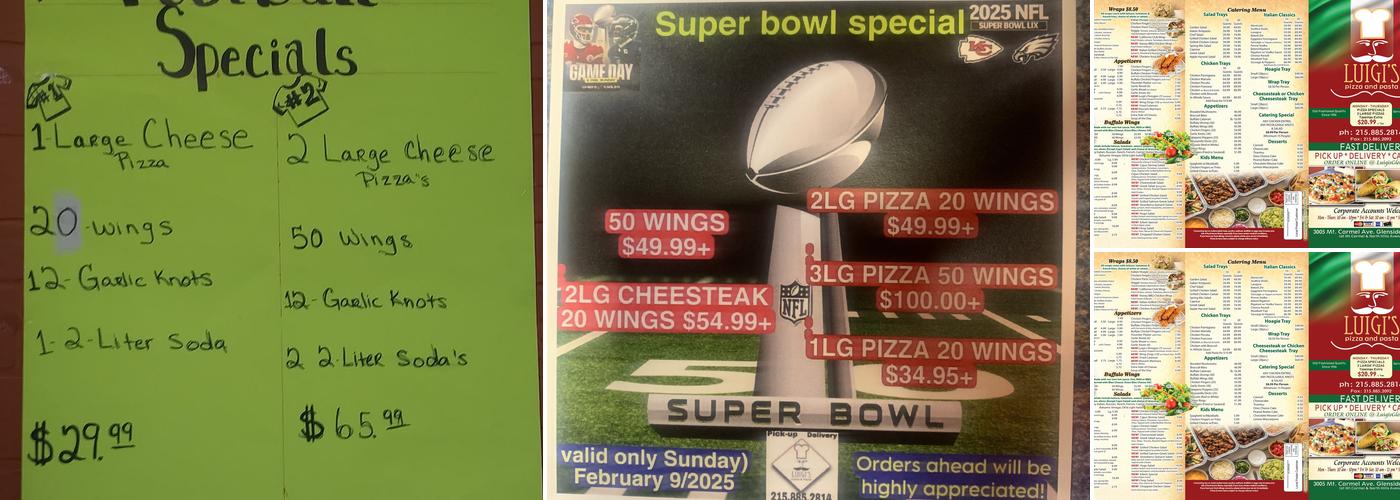 Luigi's Pizza and Pasta Menu