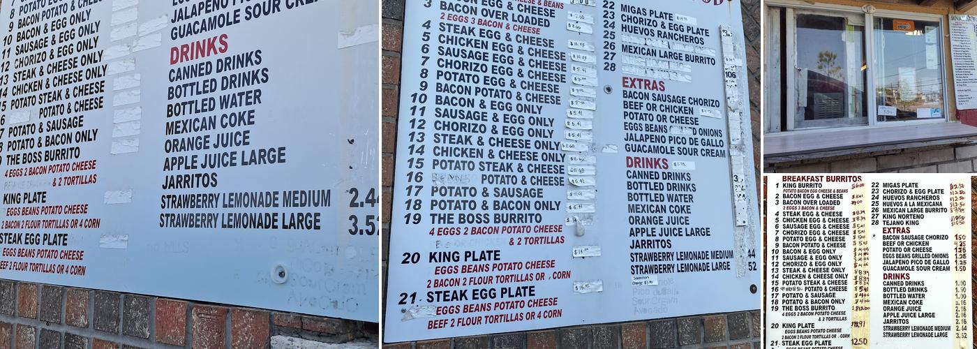 sinaloa's mexican food Menu