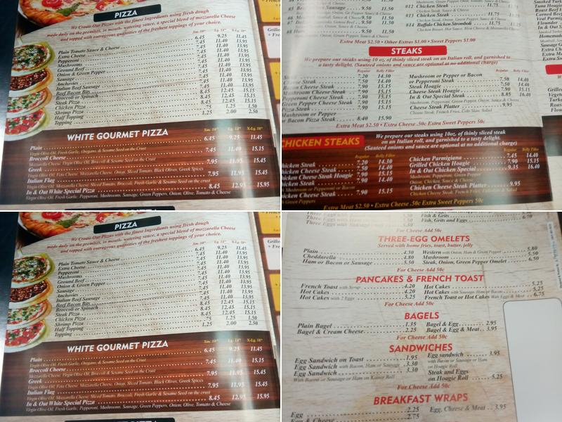 In & Out Pizza Menu