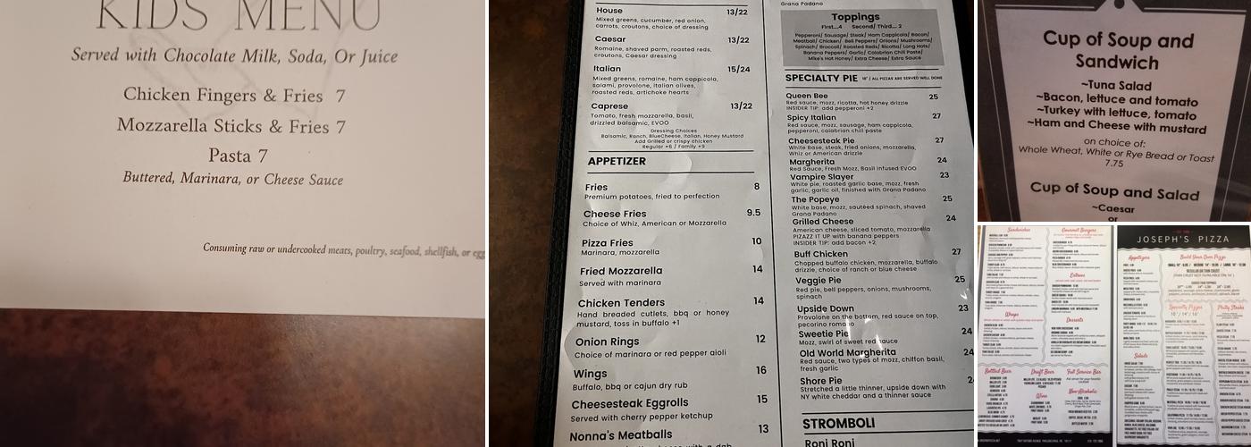 Joseph's Pizza Parlor Menu