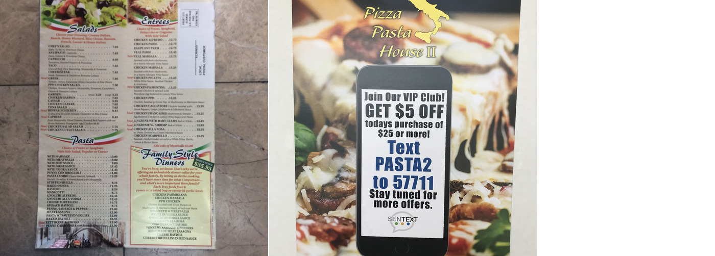 The Pizza Pasta House II Menu