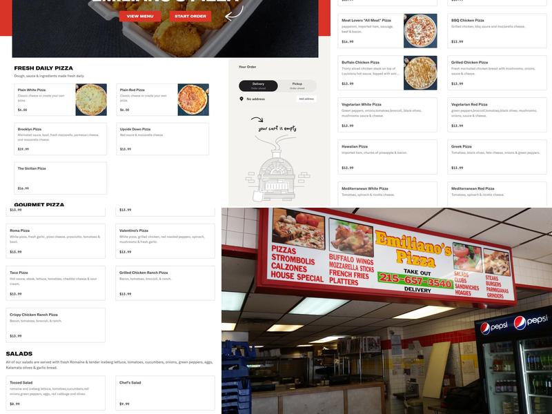 Emiliano's Pizza Menu