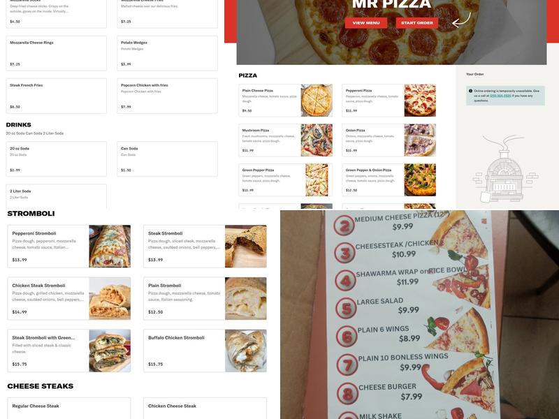Mr Pizza Menu