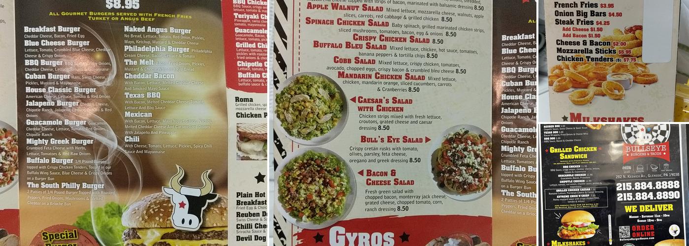 Bullseye Burgers & Tacos Menu