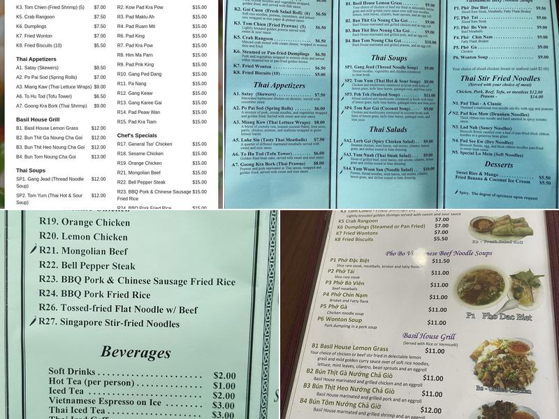 Basil House Menu
