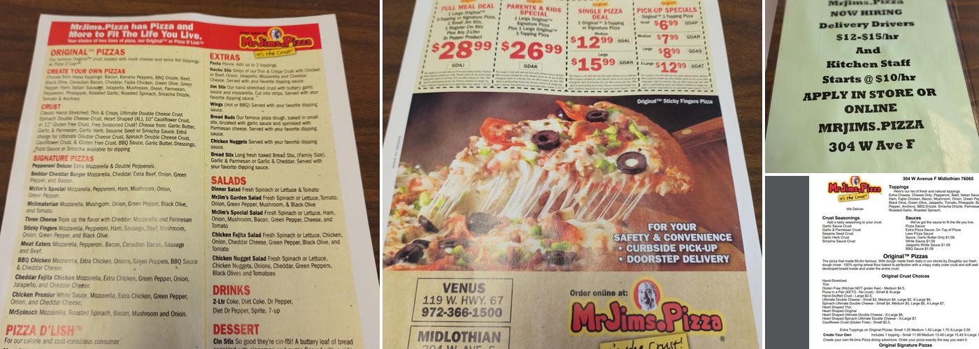 MrJims.Pizza Menu