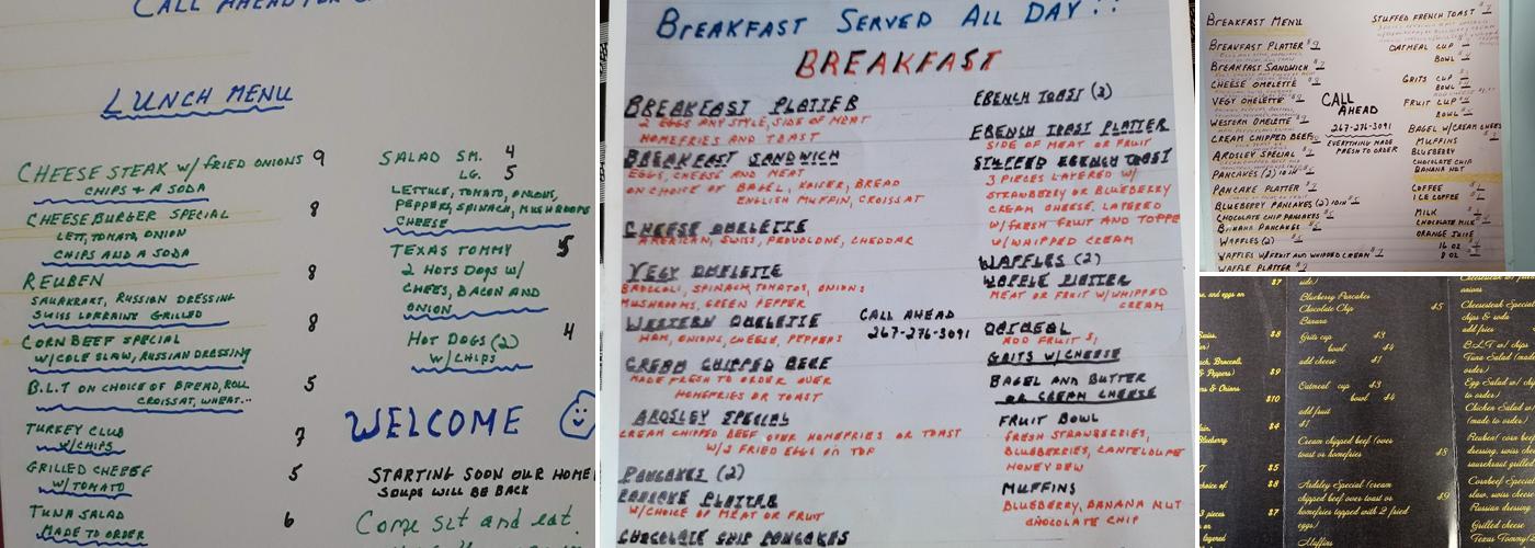 On The Right Track Cafe Menu