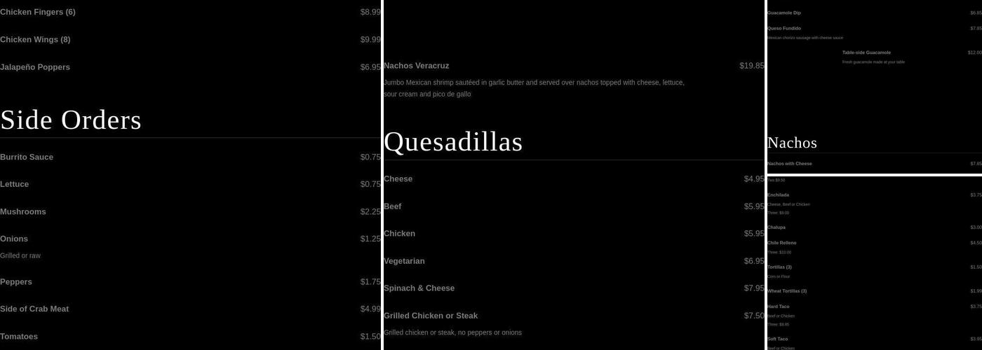 Señor Salsa Menu