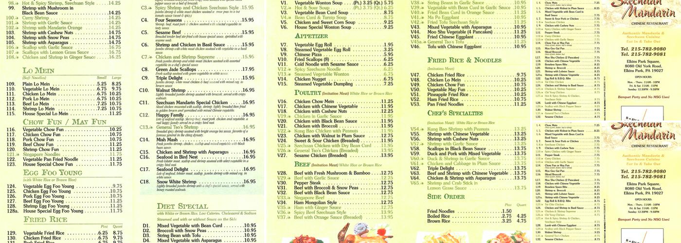 Szechuan Mandarin Menu