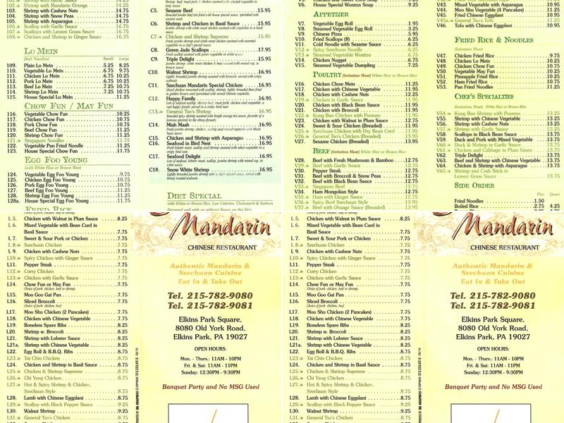 Szechuan Mandarin Menu