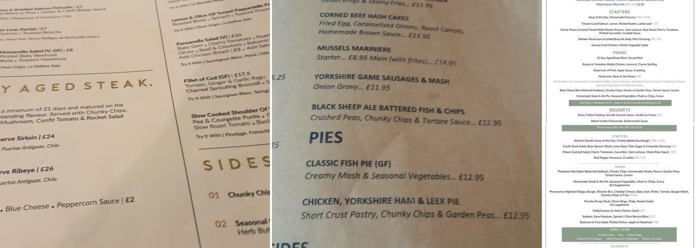 Crown & Cushion Menu