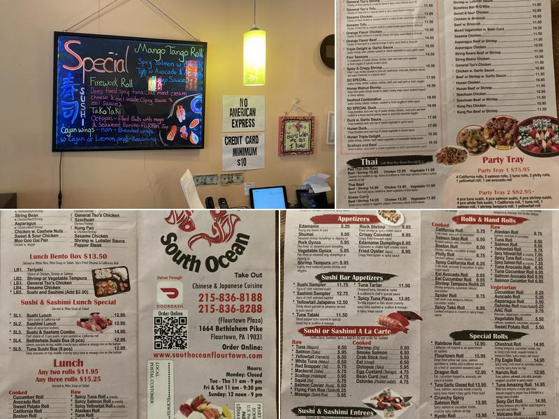 New South Ocean Chinese & Japanese Restaurant Menu