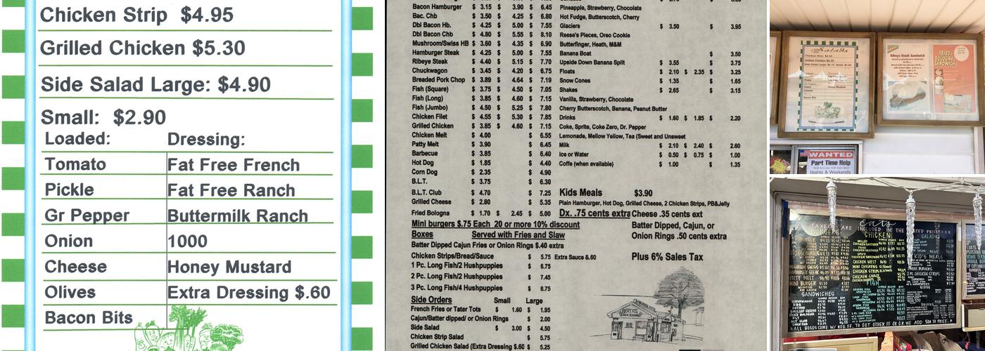Berties Ice Cream Menu
