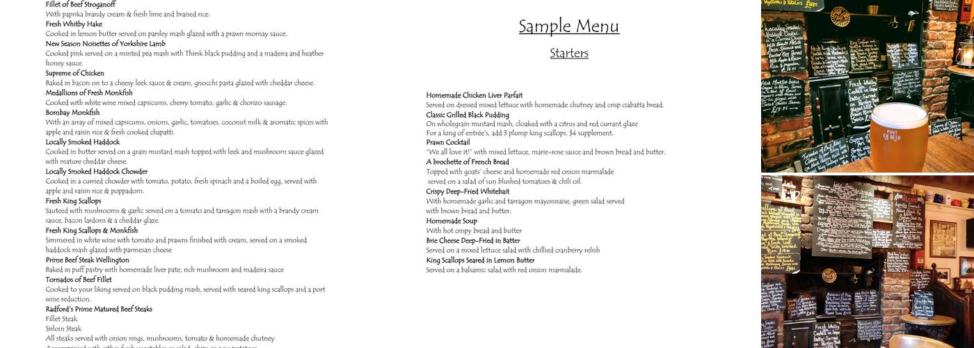 Postgate Inn Menu