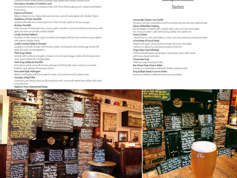 Postgate Inn Menu