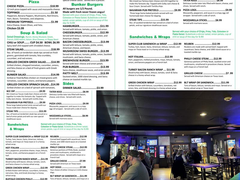 Bunker Bar Menu
