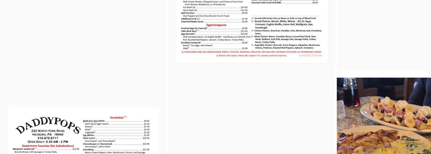 Daddypops Diner Menu