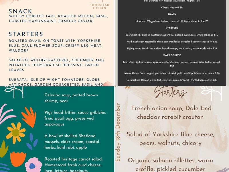 The Homestead Kitchen Menu