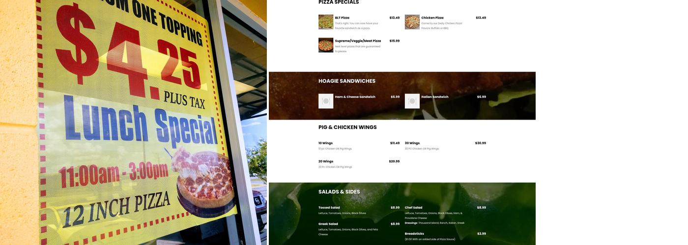 Rosie's Pizza To Go Menu